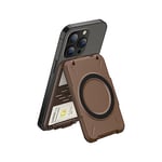 PROfezzion 2 in 1 Mag Safe Wallet Kickstand, Magnetic Card Holder fit 4 Cards, RFID Blocking for iPhone 16 16 Max 16 Pro 16 Pro Max 15 14 13 12 & Mag Safe,Not for iPhone 13Mini/12Mini(Brown)