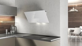 Airforce F203 80cm Angled Wall Mounted Cooker Hood- White Glass