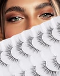 Jiocolor Fox Eye Lashes Natural Look Spiky False Eyelashes Cat Eye Eyelashes Wispy Soft Fake Mink Lashes Pack 7 Pairs (9MM-15MM)