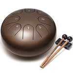 Lronbird Alloy Steel Tongue Drum 8 Notes 6 Inches Handpan Drums Concert Percussion Instruments with Pad Bag Mallets Music Book for Meditation Entertainment Musical Education Zen Yoga Gift (Bronze)