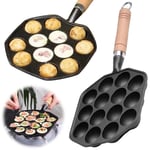 Camping Cookware Takoyaki Grill Pan 14 Holes Octopus Ball Maker Plate