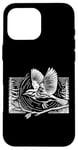 Coque pour iPhone 16 Pro Max Line Art Oiseau et ornithologue Paruline noire et blanche