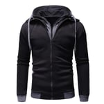 MNVOA Men's Funky Casual Zip Hooded Sweater Coat,Long Sleeve Tops,Cardigan Hooded Sweatshirt,Black,2XL