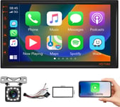 1+32G Carplay Android Poste Radio Voiture 2 Din Avec Gps 7 Pouce Touchcreen Autoradio Mit Bluetooth/Wifi/Usb/Aux/Mirror Link/Rds/Fm/Swc Für Ios/Android+ Iso Adaptateur+Camera De Recul