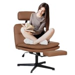 YOURLITE Chaise de Bureau sans Accoudoirs, Fauteuil Relaxant sans roulettes,Siège Basculant avec Assise Large,Pivotant Hauteur Réglable,avec Pieds Croisés,Capacité de Charge 150 Kg (Brun)