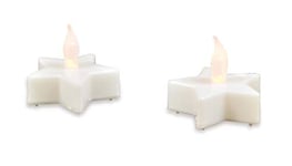 Riffelmacher 76365 – Lot de 2 bougies chauffe-plat LED en forme d'étoile, taille 5,7 x 4 cm, blanc, avec flamme vacillante en silicone, pile CR2032 (incluse), éclairage, Noël, l'Avent