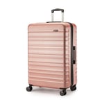 Amazon Basics Valise Rigide, Extensible et Grande Taille (78 cm), Coque en ABS Anti-rayures, 4 Roulettes Pivotantes, Or Rosé