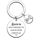 JMIMO Funny Valentines Gifts For Him Her Joke Couple Keyring Present Love Is Not Having To Hold Your Farts In Gift For Husband Wife Girlfriend Boyfriend