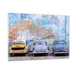 Impression sur Verre 120x80cm Tableaux Image Photo La Havane Ancien Voitures