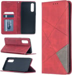 Oppox2 Trouver Neo Reno 3 Pro Rhombus Texture Horizontale Magnétique Étui En Cuir Flip Avec Support Et Carte Machines À Sous Color : Red