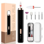 Perceuse à ongles électrique professionnelle rechargeable avec foret à ongles en céramique pour débutants, ensemble de perceuses à ongles pour vernis à ongles, outils de manucure et pédicure (noir)