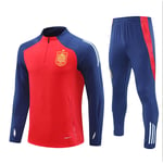 2425 New Spain Team Fotbollströja Vuxen och Barn Långärmad Halv Zip Träningsset Royal Röd Royal red 10