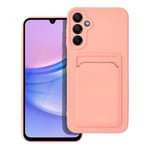 Tumundosmartphone Coque en Silicone Liquide avec Porte-Cartes pour Samsung Galaxy A15 4G / 5G Couleur Rose