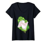 Womens Ghostbusters: Afterlife Vintage Classic Slimer Pizza Badge V-Neck T-Shirt