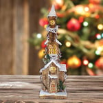 The Christmas Workshop 82730 Snow Topped Church | 3 Tier Indoor Christmas Decoration | 10 Warm White LED’s | Battery Powered | 75cm x 19cm x 12cm, Wood, 75cm Wooden House