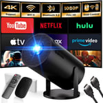 [App Intégrée] Vidéoprojecteur 1080P Fhd 4K 2024 Upgraded Mini Projecteur Portable Dual Contrôle Avec Souris Android Tv Wifi 6 Bt5.2 180° Rotation Hdmi/Tv Stick/Usb/Ps5, Avec Hdmi Et Souris,Noir