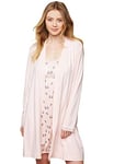 Motherhood Maternity Women's Tie Front Nursing Robe with Lace Trim Sleeve Bathrobe, Pink Dogwood, S-M