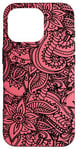 Coque pour iPhone 16 Pro Imprimé cachemire - Motif artistique zen - Rose corail