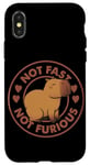 Coque pour iPhone X/XS Badge parodie du film Capybara avec inscription « Not Fast Not Furious »