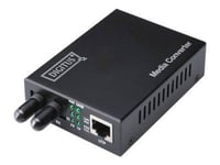 DIGITUS Professional DN-82010-1 - Convertisseur de média à fibre optique - 100Mb LAN - 10Base-T, 100Base-FX, 100Base-TX - RJ-45 / ST multi-mode - jusqu'à 2 km - 1310 nm