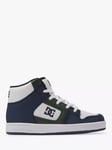 DC Shoes Kids' Manteca High Top Leather Trainers, Navy/Green