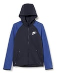 Nike B NSW TCH FLC FZ Essentials Sweat-Shirt Garçon, Midnight Navy/Game Royal/(White), FR : M (Taille Fabricant : M)