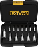 LEXIVON set de douilles mâles Torx en acier S2 premium | Set 13 pièces à embout étoilé T8 à T60 | Coffret de rangement inclus (LX-143)