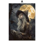 Dark Academia Rose Gothic Victorian Crow Witch Ghost Halloween Wall Art Canvas Maalaus Julisteet Tulosta kuvia Olohuoneen sisustus