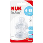 NUK First Choice Baby Bottle Silicone Teats Size 2 Medium Feed Hole ,2 Count