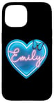 Coque pour iPhone 15 Emily Pink Nom Cœur Amour Femme Fille Amie Papillon