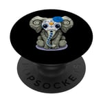 Sugar Skull Blue Rose Elephant Day Of The Dead Halloween PopSockets Adhesive PopGrip