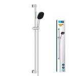 GROHE Vitalio Comfort 110 - Shower Set (Square 11 cm Hand Shower 2 Sprays: Rain and Jet, Shower Hose 1.75 m, Shower Rail 90 cm, Water Saving), Easy to Fit with GROHE QuickGlue, Chrome, 26930001