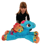 Grande Peluche Licorne Poney Cheval Bleu 65cm, Enfants Jeunes Adultes VALENTIN