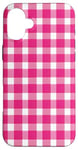 iPhone 16 Plus Pink Checkered Plaid Flannel Gingham Pattern Checker Rustic Case