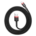 Baseus Cafule USB Lightning 2.4A 0.5m Rød Sort