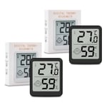 Lot Thermometre Interieur Maison 2 Pièces,Lcd Mini Digital Thermomètre Avec Hygromètre,Mesure De Précision Murale Pour Chambre Bébé,Culture Et Cave,Noir