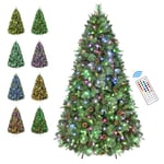 SHareconn Sapin de Noël Artificiel 180 CM, Pomme de Pin Noël Artificiel avec 1499 Pointes, Branches Denses,340 éclairage,Support Métallique et Télécommande, Décorations de Noël pour la Maison