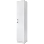 Armoire à balais polyvalente avec une porte réversible. Coloris blanc (Hauteur 170 cm/Largeur 35 cm/Profondeur 32 cm)