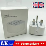 20W USB C Power Adapter UK Plug Charger For iPhone 16 15 14 13 12 11 Pro Max XR