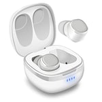 Écouteurs Bluetooth Sans Fil True Wireless Intra Auriculaire Blanc - August EP800 - Discret avec Micro – Oreillette Bluetooth Étanche Waterproof qualité IPX6 Idéals Sport - 25h de Batterie