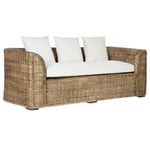 Havesofa Home ESPRIT Hvid Brun Natur Rattan 174 x 88 x 69 cm