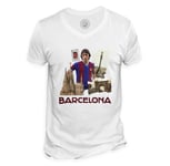 T-Shirt Homme Col V Barcelona Collage Ville Carte Postale Fc Barcelone