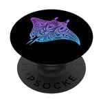 Mer de tatouage tribal polynésien de raie manta PopSockets PopGrip Interchangeable