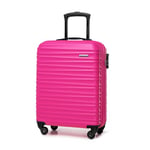 WITTCHEN Valise de Voyage Bagage à Main Valise Cabine Valise Rigide en ABS avec 4 roulettes pivotantes Serrure à Combinaison Poignée télescopique Groove Line Taille S Rose