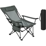 Chaise Camping Pliante, Chaise de Pêche Léger et Portable, Fauteuil Pliant avec Dossier Réglable, Gris - Woltu