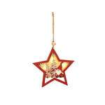 Julgransprydnad Lampa Led Ljus Trä Tomte Jul Hängande Hänge Five-pointed star