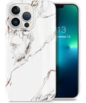 GVIEWIN Compatible with iPhone 13 Pro Case 6.1 Inch 2021 5G, Marble Slim Shockproof Soft TPU Rubber Stylish Protective Bumper Aurora Lite Series Case Cover, White/Gold