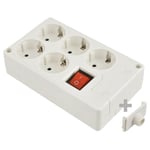 Multiprise bipolaire 5 prises t/t latérale 16a 250v blanche + interrupteur à voyant Solera 8105il