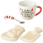 Set cadeau mug, cuillère canne en sucre d'orge et bouillotte