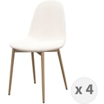 Moloo - SALLY-Chaise en tissu bouclette Ecru et métal bois (x4)